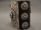 Monumental Vintage Navajo Hammered Native American Jewelry Silver Turquoise Ketoh Bracelet-Nativo Arts