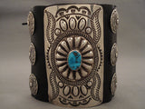 Monumental Vintage Navajo Hammered Native American Jewelry Silver Turquoise Ketoh Bracelet-Nativo Arts
