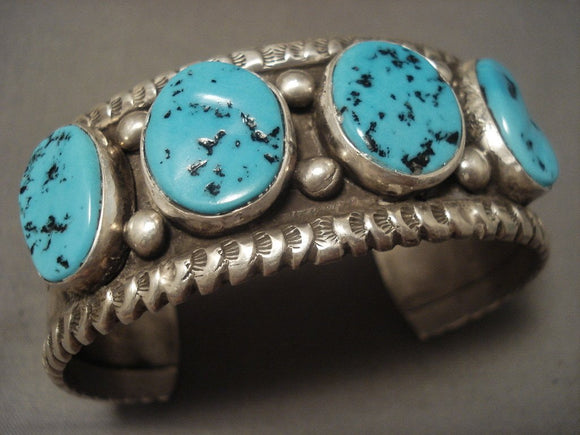 More Rare Vintage Navajo Kee Joe (d.) Turquoise Native American Jewelry Silver Bracelet Old-Nativo Arts