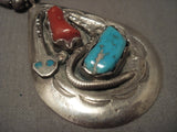 More Rare Vintage Zuni old Hallmark Effie Snake Native American Jewelry Silver Necklace Turquoise-Nativo Arts