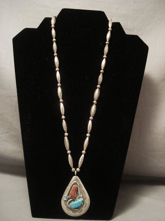 More Rare Vintage Zuni old Hallmark Effie Snake Native American Jewelry Silver Necklace Turquoise-Nativo Arts