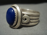 More Unique Vintage Navajo Ben Begaye Domed Lapis Native American Jewelry Silver Ring-Nativo Arts
