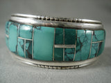 Mosaic Genius Vintage Navajo Green Turquoise Native American Jewelry Silver Bracelet-Nativo Arts