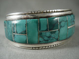Mosaic Genius Vintage Navajo Green Turquoise Native American Jewelry Silver Bracelet-Nativo Arts