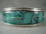 Mosaic Genius Vintage Navajo Green Turquoise Native American Jewelry Silver Bracelet-Nativo Arts