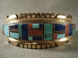 Mosaic Genius Vintage Zuni Native American Jewelry Silver Bracelet-Nativo Arts