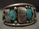Most Rare Form Of Old Kingman Turquoise Vintage Navajo Native American Jewelry Silver Bracelet-Nativo Arts