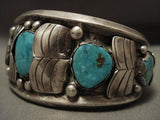 Most Rare Form Of Old Kingman Turquoise Vintage Navajo Native American Jewelry Silver Bracelet-Nativo Arts
