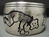 Mudhead Dancing Kachian Wide Vintage Navajo Native American Jewelry Silver Bracelet Old-Nativo Arts
