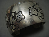 Mudhead Dancing Kachian Wide Vintage Navajo Native American Jewelry Silver Bracelet Old-Nativo Arts
