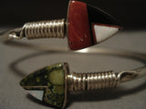 Museum Advanced Stone Work Vintage Navajo Native American Jewelry Silver Bangle Coil Bracelet-Nativo Arts