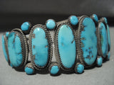 Museum And Vivid 'Natural Graduating Turquoise' Native American Jewelry Silver Bracelet Old-Nativo Arts