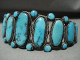 Museum And Vivid 'Natural Graduating Turquoise' Native American Jewelry Silver Bracelet Old-Nativo Arts