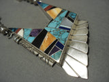 Museum Big Vintage 'Yazzie' Navajo Turquoise Native American Jewelry Silver Cube Necklace-Nativo Arts