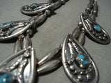 Museum **bisbee Turquoise** Vintage Navajo Native American Jewelry Silver Necklace Old-Nativo Arts