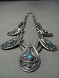 Museum **bisbee Turquoise** Vintage Navajo Native American Jewelry Silver Necklace Old-Nativo Arts