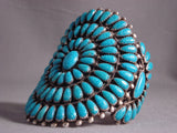 Museum 'Circular Rows Turquoise' Vintage Navajo Native American Jewelry Silver Bracelet Old-Nativo Arts