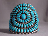 Museum 'Circular Rows Turquoise' Vintage Navajo Native American Jewelry Silver Bracelet Old-Nativo Arts