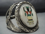 Museum Dancing Kachina Green Turquoise Vintage Native American Jewelry Navajo Sterling Silver Bracelet-Nativo Arts