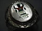 Museum Dancing Kachina Green Turquoise Vintage Native American Jewelry Navajo Sterling Silver Bracelet-Nativo Arts