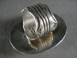 Museum Gigantic Vintage Navajo 'Domed Onyx' Native American Jewelry Silver Ring-Nativo Arts