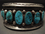 Museum Heavy 108 Grams Turquoise Family Vintage Navajo Native American Jewelry Silver Bracelet Old-Nativo Arts