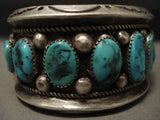 Museum Heavy 108 Grams Turquoise Family Vintage Navajo Native American Jewelry Silver Bracelet Old-Nativo Arts