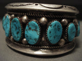 Museum Heavy 108 Grams Turquoise Family Vintage Navajo Native American Jewelry Silver Bracelet Old-Nativo Arts