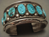 Museum Heavy 108 Grams Turquoise Family Vintage Navajo Native American Jewelry Silver Bracelet Old-Nativo Arts
