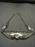 Museum Heavy Vintage Navajo 'Garden Of Native American Jewelry Silver Leaves' Sterling Necklace-Nativo Arts