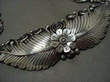 Museum Heavy Vintage Navajo 'Garden Of Native American Jewelry Silver Leaves' Sterling Necklace-Nativo Arts