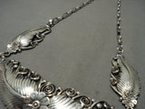 Museum Heavy Vintage Navajo 'Garden Of Native American Jewelry Silver Leaves' Sterling Necklace-Nativo Arts