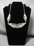 Museum Heavy Vintage Navajo 'Garden Of Native American Jewelry Silver Leaves' Sterling Necklace-Nativo Arts