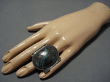 Museum Huge Very Old Vintage Native American Jewelry Navajo Green Turquoise Sterling Silver Ring-Nativo Arts