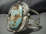 Museum Huge Vintage Native American Jewelry Navajo #8 Turquoise Sterling Silver Bracelet-Nativo Arts