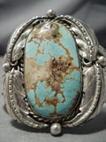 Museum Huge Vintage Native American Jewelry Navajo #8 Turquoise Sterling Silver Bracelet-Nativo Arts
