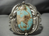Museum Huge Vintage Native American Jewelry Navajo #8 Turquoise Sterling Silver Bracelet-Nativo Arts