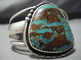 Museum Huge Vintage Native American Jewelry Navajo Royston Turquoise Sterling Silver Bracelet Old-Nativo Arts