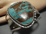 Museum Huge Vintage Native American Jewelry Navajo Royston Turquoise Sterling Silver Bracelet Old-Nativo Arts