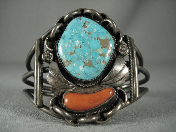 Museum Huge Vintage Navajo #8 Turquoise Native American Jewelry Silver Bracelet Old-Nativo Arts