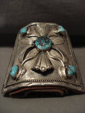 Museum Huge Vintage Navajo Persin Turquoise Native American Jewelry Silver Bracelet Old-Nativo Arts