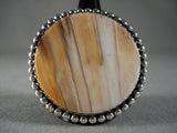 Museum Huge Vintage Navajo 'Round Spiny Oyster' Native American Jewelry Silver Ring-Nativo Arts
