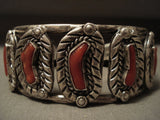 Museum Hvy Vintage Navajo 'Coral Reef' Native American Jewelry Silver Bracelet Old-Nativo Arts