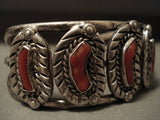 Museum Hvy Vintage Navajo 'Coral Reef' Native American Jewelry Silver Bracelet Old-Nativo Arts