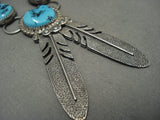 Museum Long And Big Vintage Navajo Sleeping Beauty Turquoise Native American Jewelry Silver Necklace-Nativo Arts