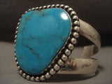 Museum Modernistic Navajo Blue Diamond Turquoise Native American Jewelry Silver Bracelet-Nativo Arts