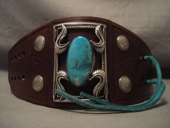 Museum Modernistic Navajo Blue Diamond Turquoise Native American Jewelry Silver Ketoh Bracelet-Nativo Arts
