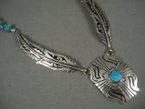 Museum Modernistic Navajo Singer Turquoise Native American Jewelry Silver Necklace-Nativo Arts