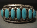 Museum Natural Turquoise Vintage Navajo Native American Jewelry Silver Bracelet-Nativo Arts