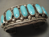 Museum Natural Turquoise Vintage Navajo Native American Jewelry Silver Bracelet-Nativo Arts
